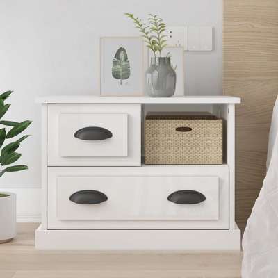 Lustrous Haven: High Gloss White Bedside Cabinet