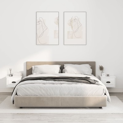 Radiant Serenity: Set of 2 Wall-mounted High Gloss White Bedside Cabinets
