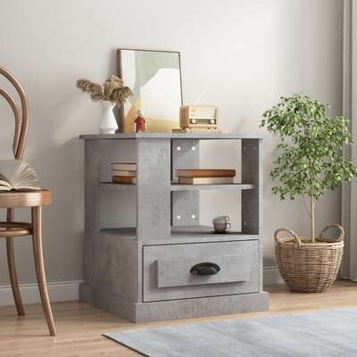 Urban Zenith: Concrete Grey Engineered Wood Side Table