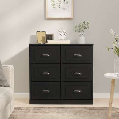 Elegant Ivory Engineered Wooden Sideboard Black
