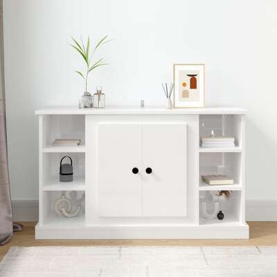 Contemporary High Gloss White Engineered Wooden Sideboard for Your Home