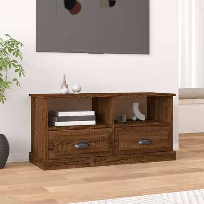 Modern Functionality: Brown Oak Engineered Wood TV Cabinet