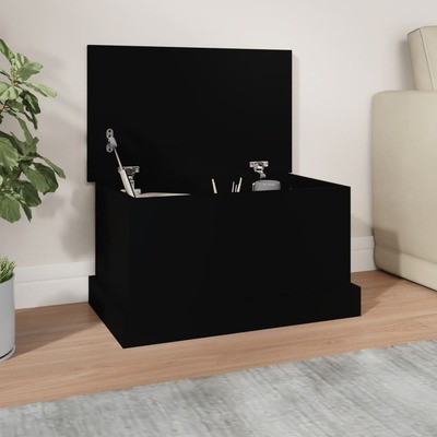 Black Engineered Wooden Organizer with Compartments