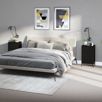 Midnight Duo: Set of 2 Black Engineered Wood Bedside Cabinets