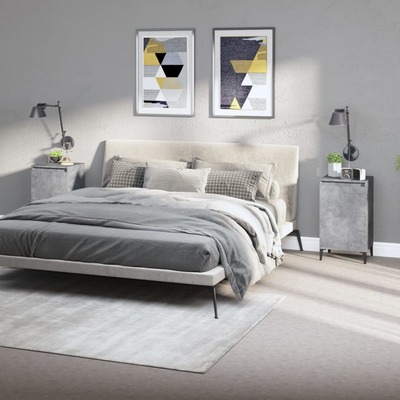 Urban Zen: Set of 2 Concrete Grey Engineered Wood Bedside Cabinets