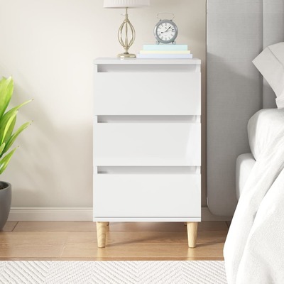 Luminous Reflections: High Gloss White Engineered Wood Bedside Cabinet