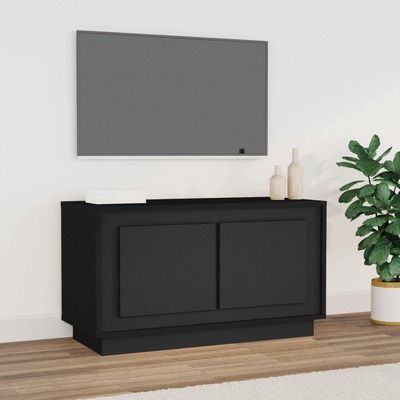 Organize and Beautify: Black Engineered Wood TV Cabinet