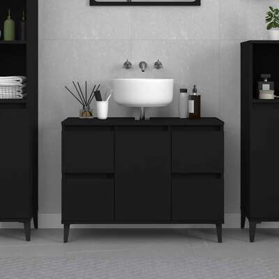 Crafted Vanity Storage Engineered Wood Cabinet Black