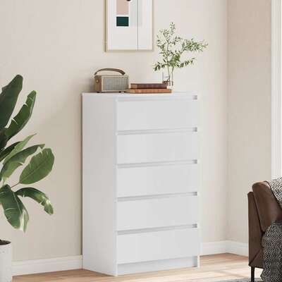 5 Drawer Cabinet White Engineered Wood 103cm | EXTG