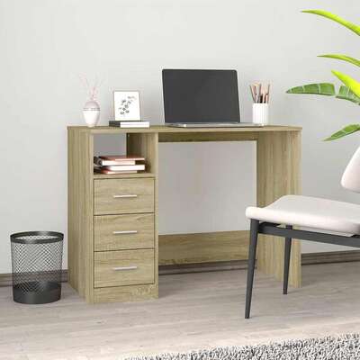Desk with Drawers Sonoma Oak 102cm Study Desk | EXTG