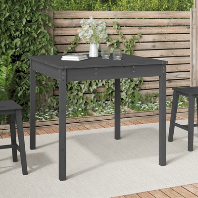 Ethereal Garden Retreat: Grey Pine Wood Garden Table for Tranquil Outdoor Living