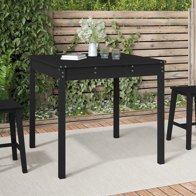Ebony Serenity: Black Pine Wood Garden Table Bringing Tranquility Outdoors