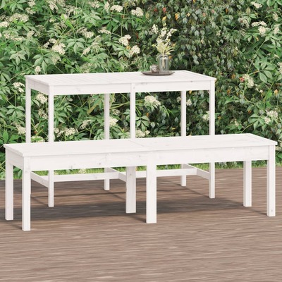 Pine Purity Duo: White Solid Wood 2-Seater Garden Bench