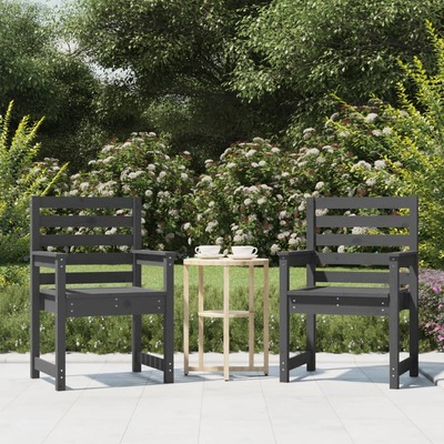 Grey Pine Garden Chairs Pair