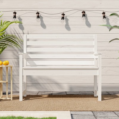 Pine Lumina: Pristine White Solid Wood Garden Bench