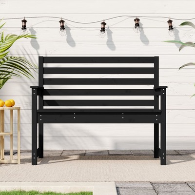 Pine Elegance: Black Stained Garden Bench