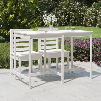 Pure Haven in Ivory: White Pine Wood Garden Table Embracing Nature