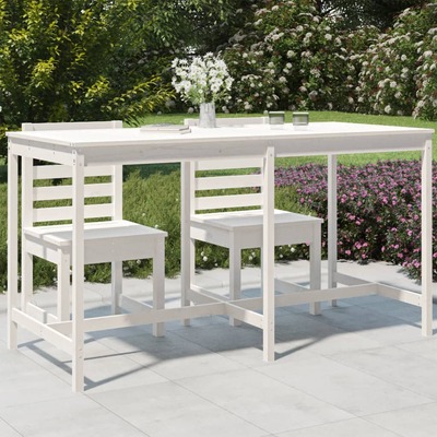 Whispering Elegance: White Pine Wood Garden Table in Nature's Embrace