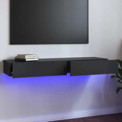 Illuminating Elegance: High Gloss Grey TV Cabinet with LED Lights