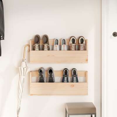 Wall Mounted Pine Shoe Rack Set 2pc | EXTG