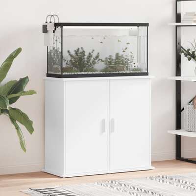 Aquarium Stand White Engineered Wood 81cm | EXTG