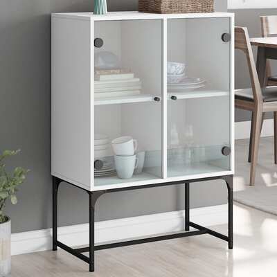 Side Cabinet with Glass Doors (White)