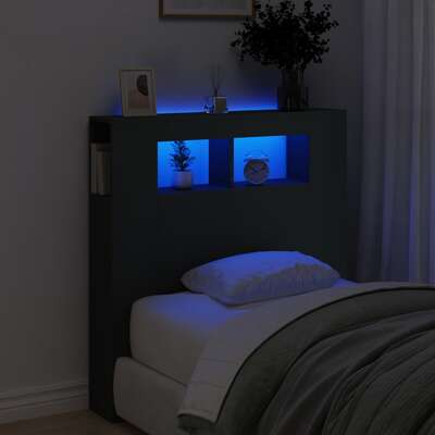 LED Headboard Engineered Wood- Black
