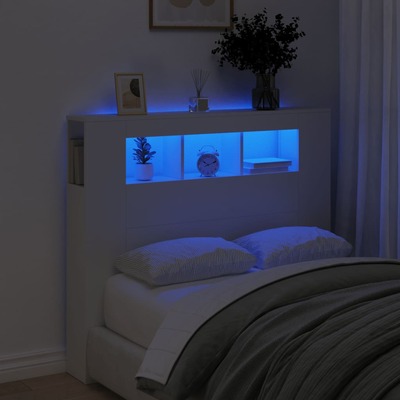 LED Headboard White  Engineered Wood