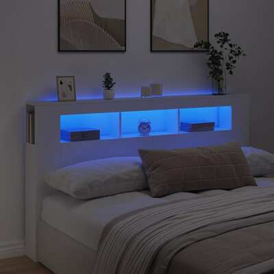 LED Headboard Engineered Wood(White)