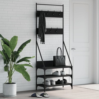 Clothes Rack with Storage Black