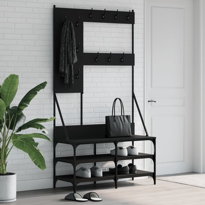 Clothes Rack with Shoe Storage-Black