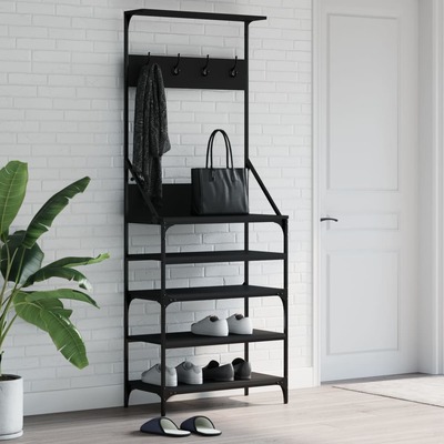Clothes Rack with Shoe Storage- Black