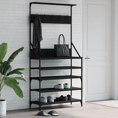Clothes Rack with Shoe Storage(Black)