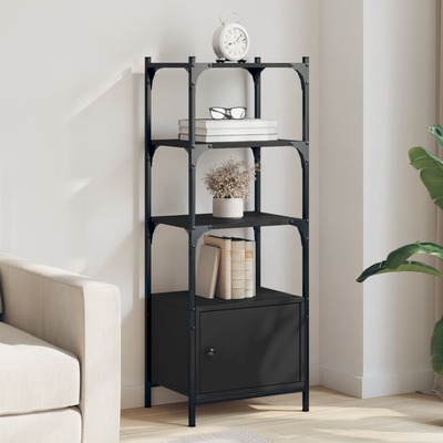 Bookcase 3-Tier Black-Engineered Wood