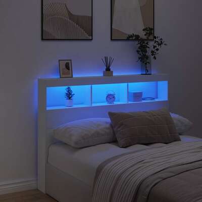 LED Headboard Cabinet White 140cm | EXTG