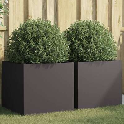 Steel Planters Outdoor Black 2 Pack | EXTG