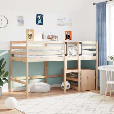 Stylish Kids' Loft Bed in Solid Pine Wood  Single Size, No Mattress Included