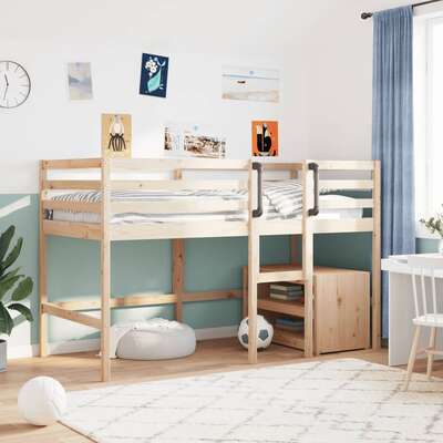 Durable Solid Wood Kids' Loft Bed Without Mattress - Stylish Pine Design