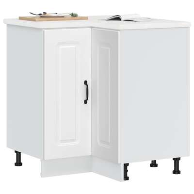 Kitchen Corner Base Cabinet Kalmar White Engineered Wood - Durable and Stylish