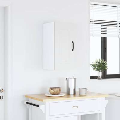 Kitchen Wall Cabinet with Glass Door Kalmar White Engineered Wood