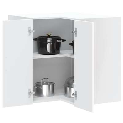 Kitchen Wall Corner Cabinet Kalmar White Engineered Wood - Durable