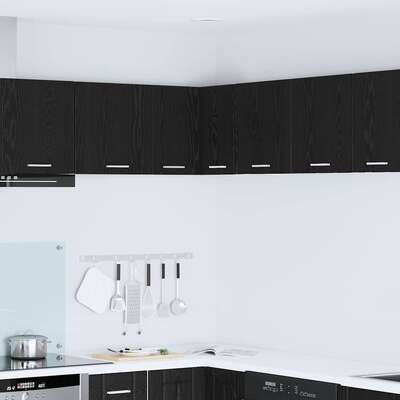 Luxury Hanging Cabinet Riga Black Oak and White - Designer Finish