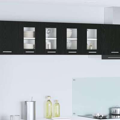Luxury Hanging Cabinet Riga Black Oak Engineered Wood - Sturdy Frame
