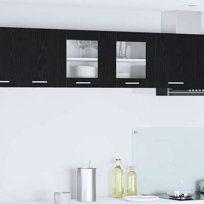 Elegant Hanging Cabinet Riga Black Oak and White - Space-Saving