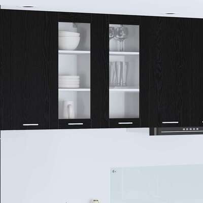 Stylish Hanging Cabinet Riga Black Oak Engineered Wood - Premium