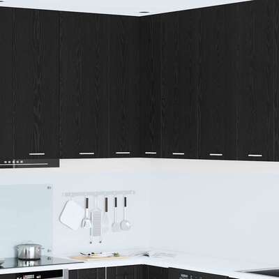 Modern Hanging Cabinet Riga Black Oak and White - Sturdy Frame