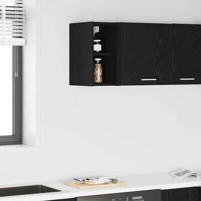 Contemporary Hanging Cabinet with Shelf Riga Black Oak - Sturdy
