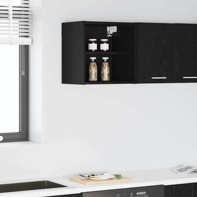 Stylish Hanging Cabinet with Shelf Riga Black Oak - Designer Finish