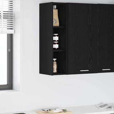 Premium Hanging Cabinet with Shelf Riga Black Oak - Home Dacor