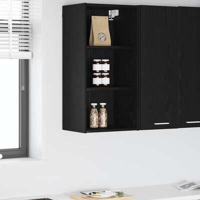 Contemporary Hanging Cabinet with Shelf Riga Black Oak